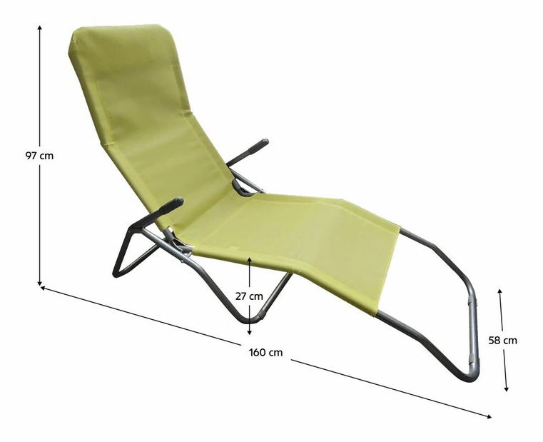 Zahradní lehátko SELVA (zelená + šedá)