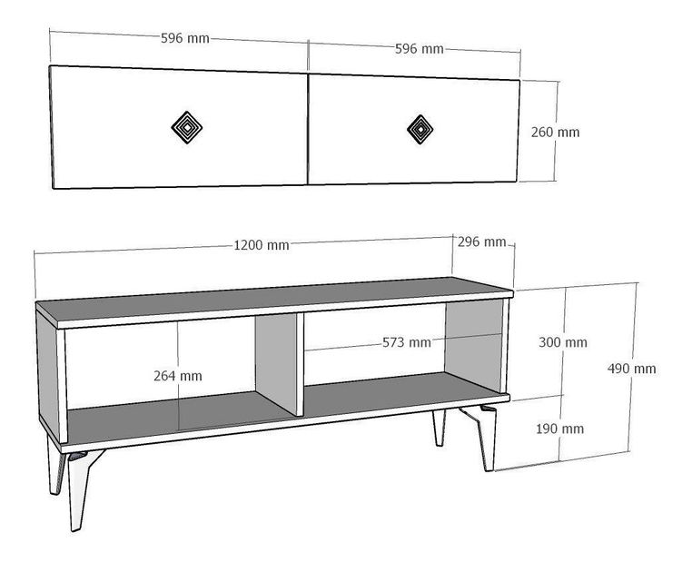 TV stolek/skříňka Mukanu (bílá + stříbrná)