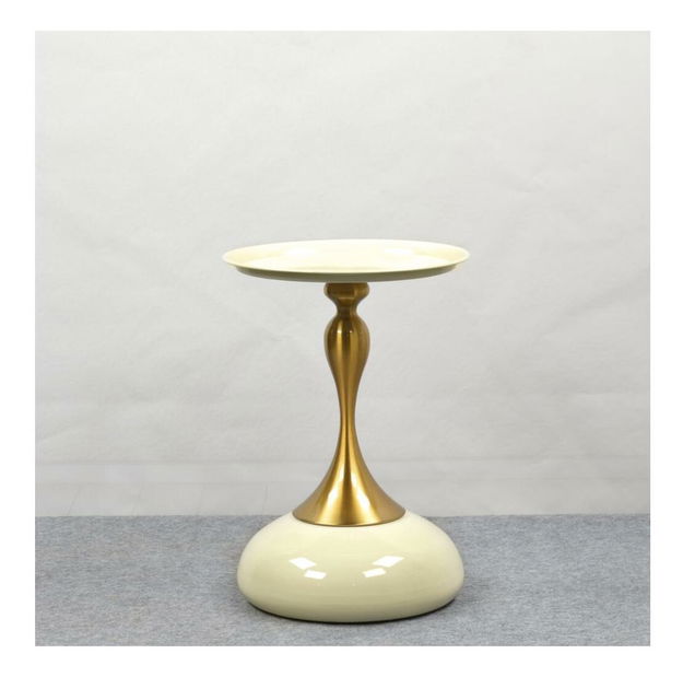 Příruční stolek Fjord (ivory + zlatá)