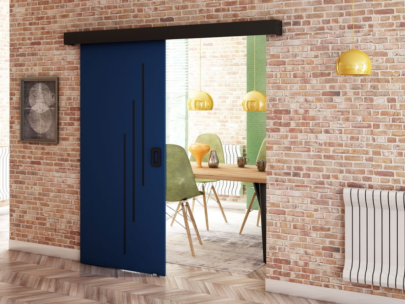 Posuvné dveře 90 cm Bethany VI (tmavomodrá + černá matná)