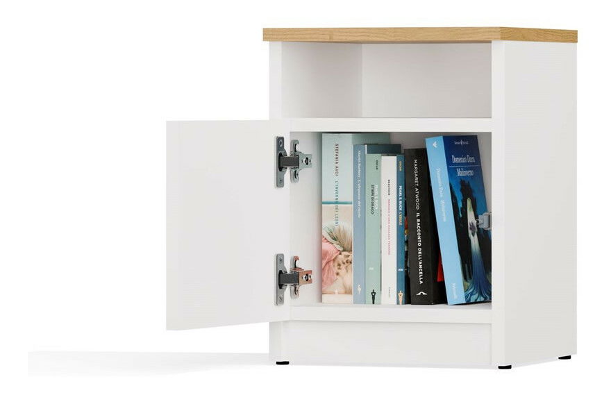 Noční stolek Gustaban 2 (bílá + dub artisan)