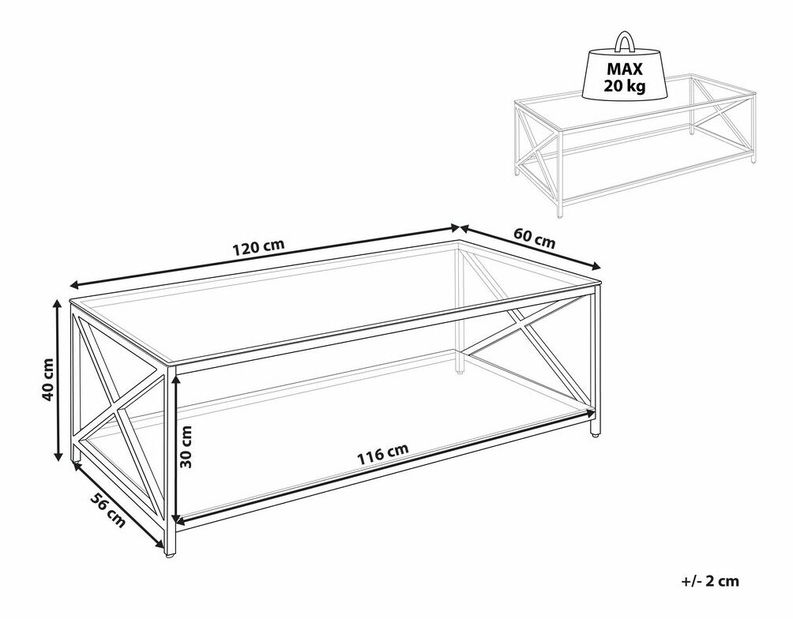 Konferenční stolek Alberine (stříbrná)
