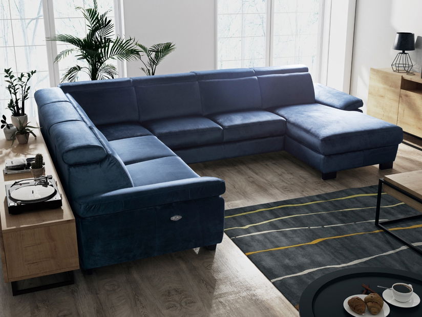 Rohová sedačka ve tvaru U BRW Timo (tmavě modrá) (L)