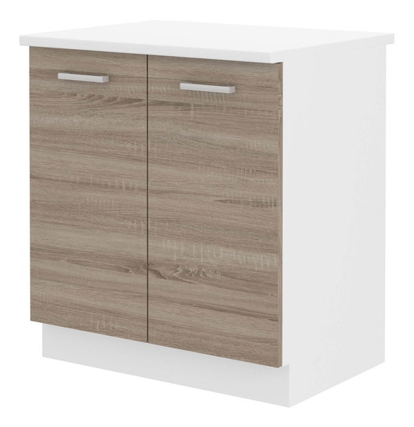 Dolní kuchyňská skříňka Domton 80 D 2F BB (bílá + dub sonoma truflový)