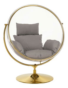 Závěsné houpací křeslo Belgica 2 (transparentní + zlatá + šedá)