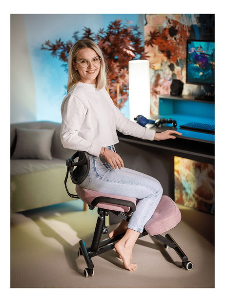 Ergonomická kancelářská židle Rusu (růžová + černá)