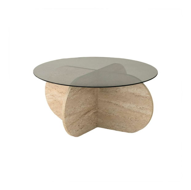 Konferenční stolek Bubbly (travertin + kouřová)