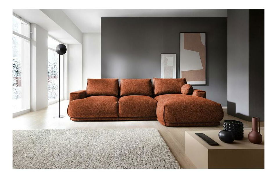 Rohová sedací souprava Dita (P) (měděná + černá)