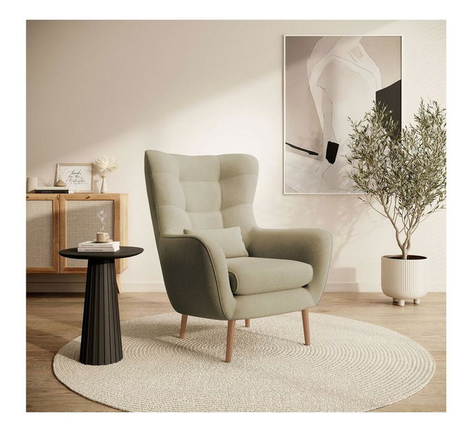 Křeslo s podnožkou Veneza VZ2 (béžová + buk)