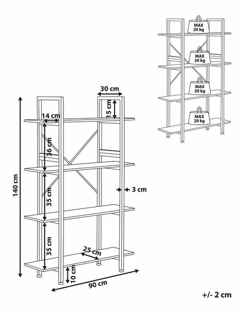 Regál DERRY (tmavé dřevo)