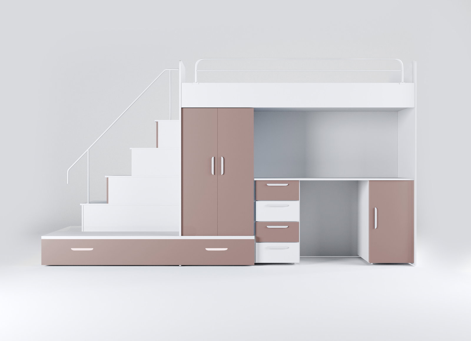 Dětská postel Ruby V (bílá + růžová) (s rošty)