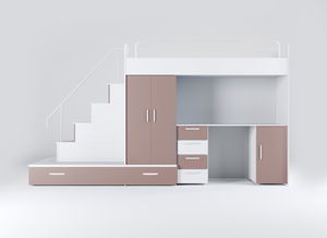 Dětská postel Ruby V (bílá + růžová) (s rošty)