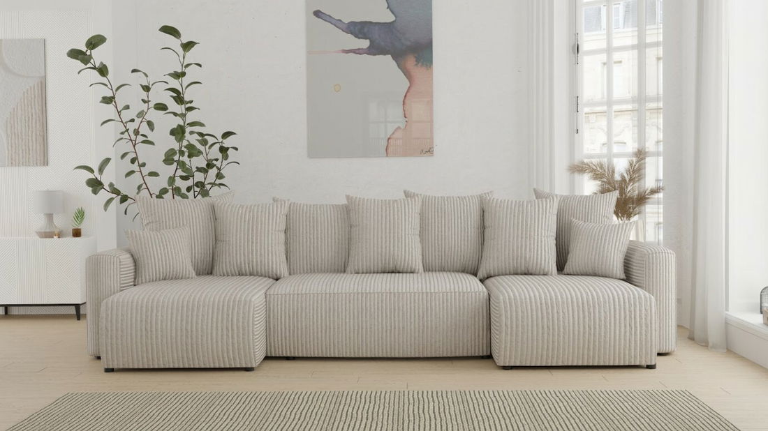 Rohová sedačka Solina U (mléčná) (P)