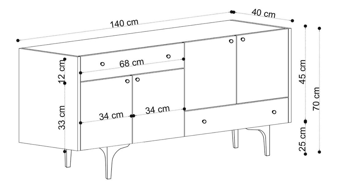 Komoda Aliex 1 (dub + černá)
