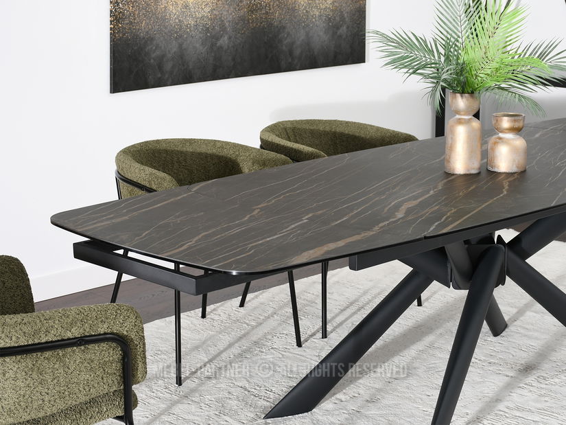 Jídelní stůl Denzel (černý mramor + černá)