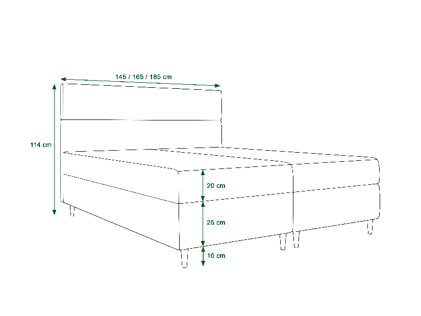 Manželská postel Boxspring 180 cm Flu Comfort (tmavě zelená) (s matrací a úložným prostorem)