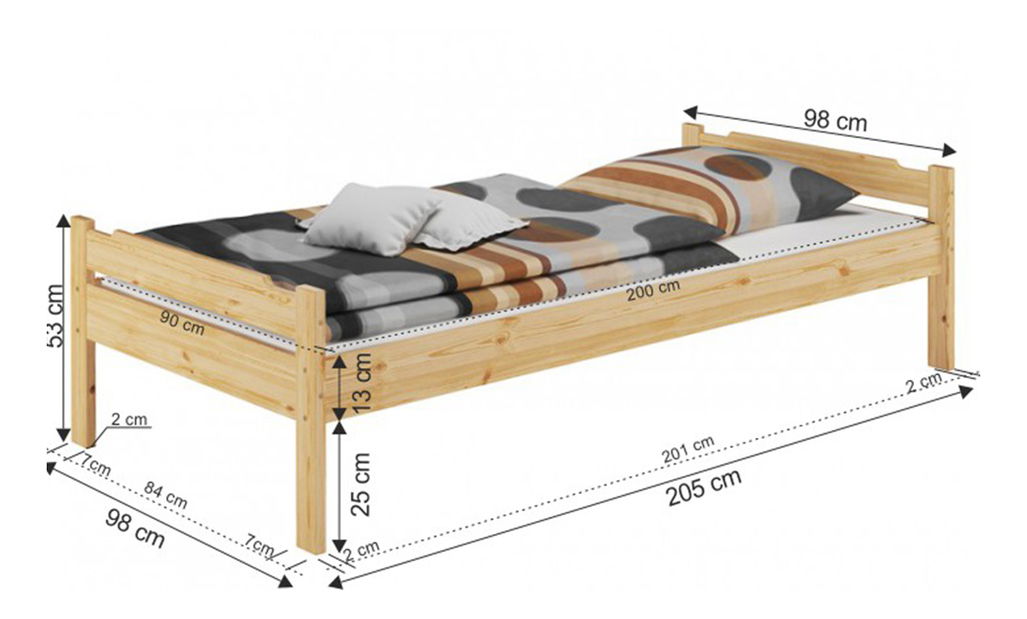 Jednolůžková postel 90 cm Lipo (přírodní)