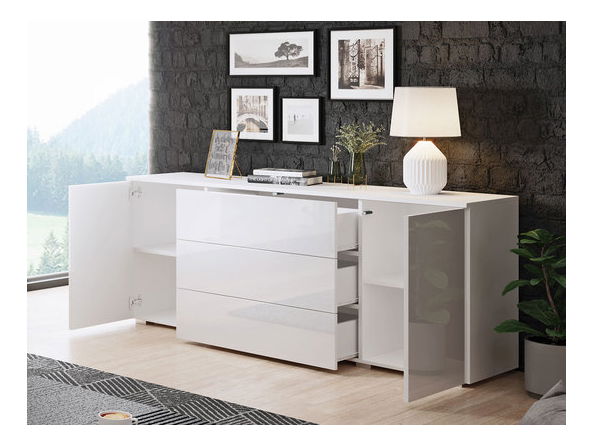 Komoda se zásuvkami Nova -150 (dub wotan + bílý lesk)