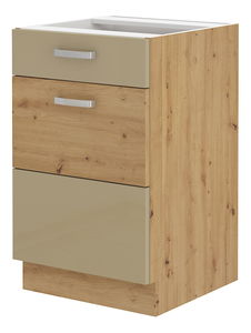 Dolní kuchyňská skříňka Arryn 50 D 1F 1S (dub artisan + lesk cappucino)