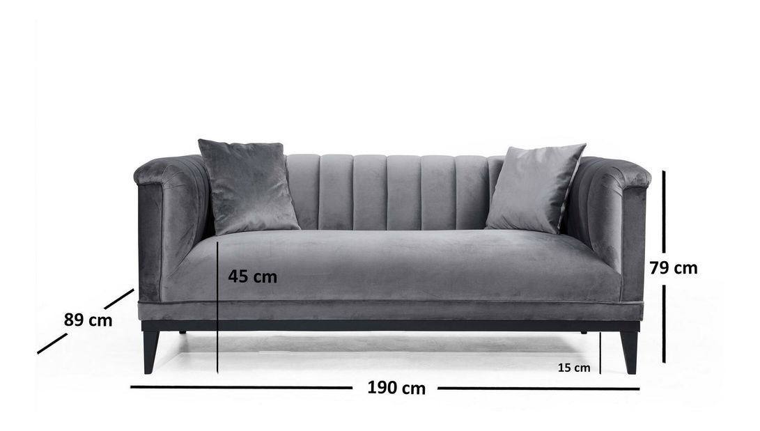 Pohovka dvousedačka Trendy (tmavě šedá + černá)