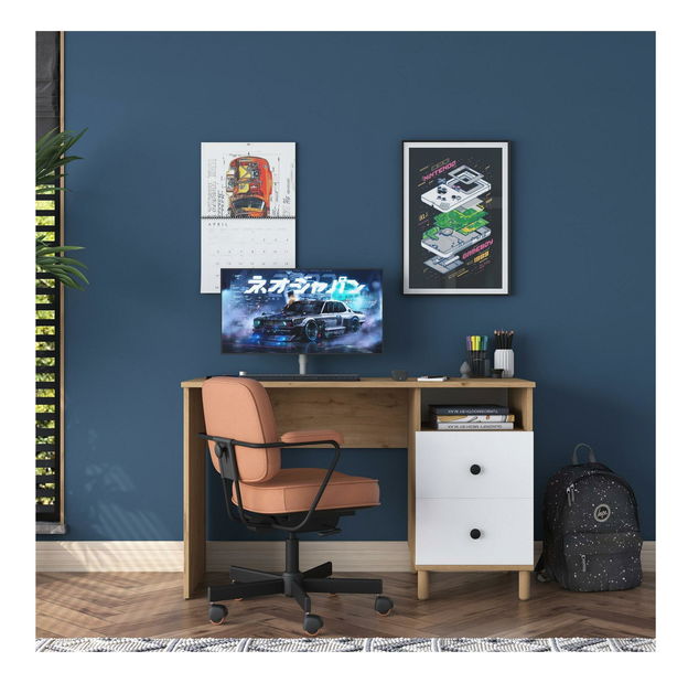 PC stolek Sikine 3 (ořech + bílá)