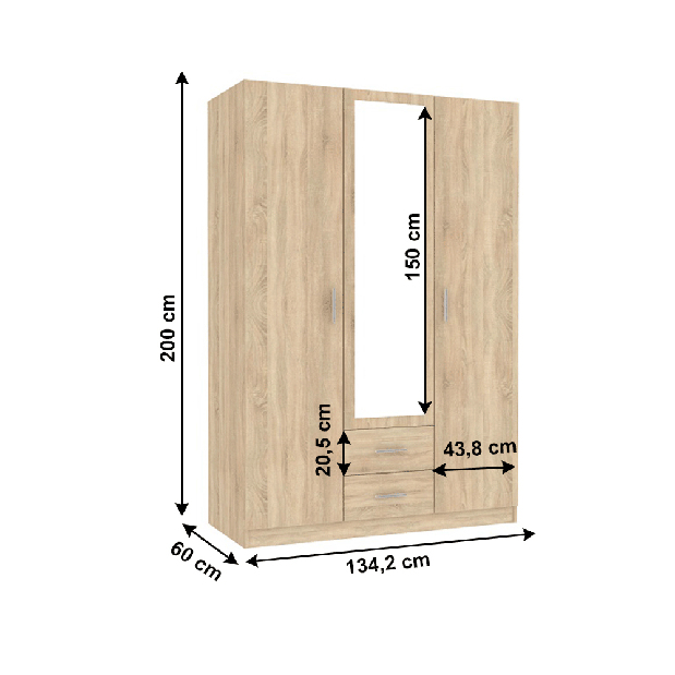 Šatní skříň Izetta Typ 2 (dub sonoma)