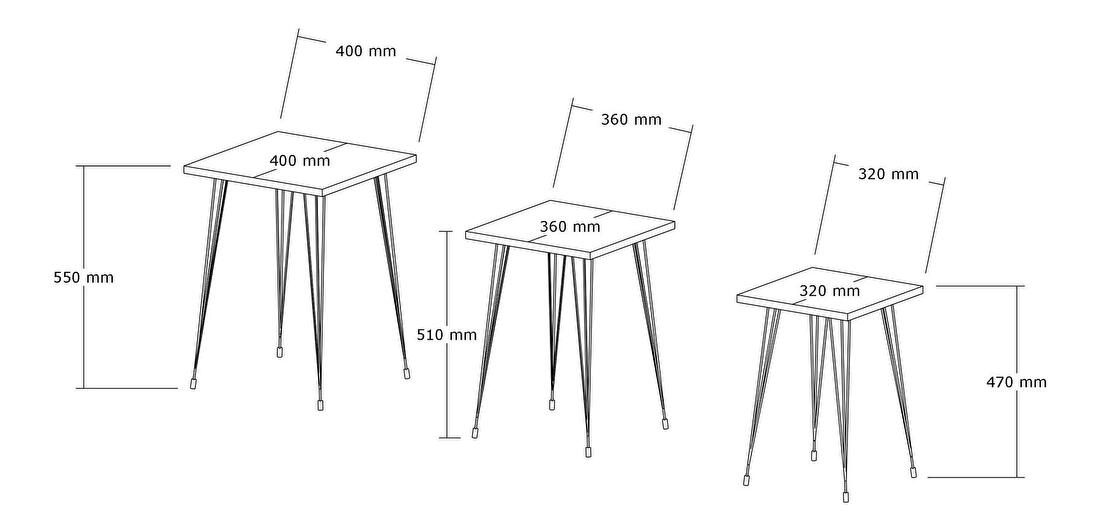 Set 3ks. konferenčních stolků Pakamo (černá + krystal)