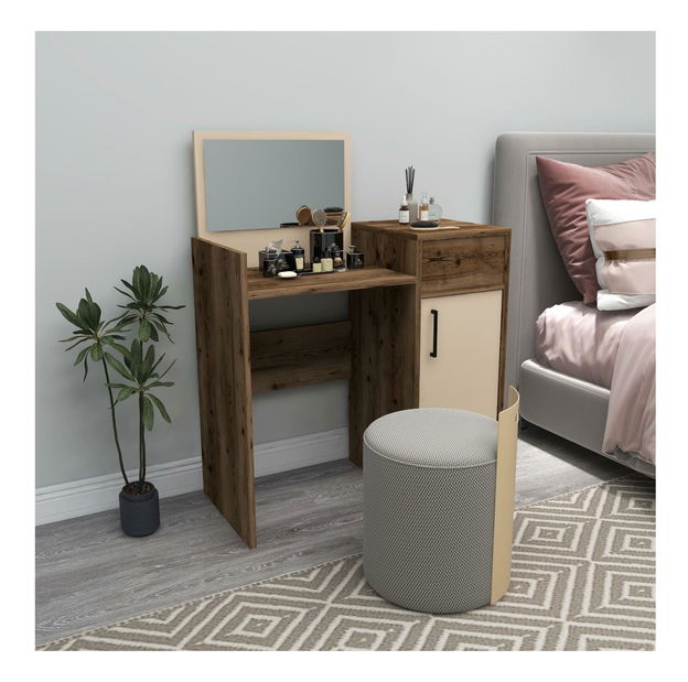 Toaletní stolek Kudopa 2 (ořech světlý + béžová)