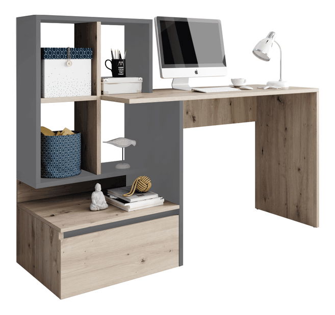 PC stolek Neo (dub artisan + grafit + antracit světlý)