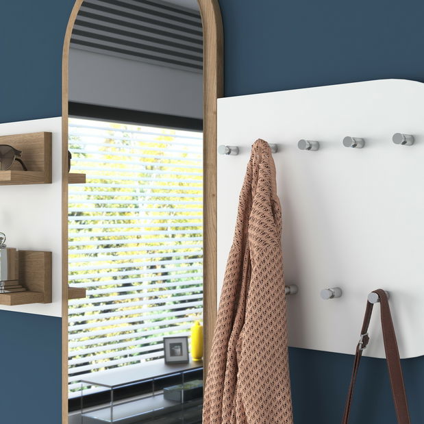 Předsíňová sestava Pixie 3 (Bílá + Ořech) (se zrcadlem)