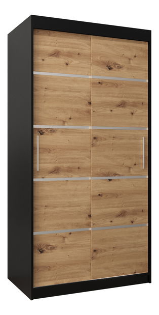 Šatní skříň 120 cm Verika 1 120 (černá + dub artisan)