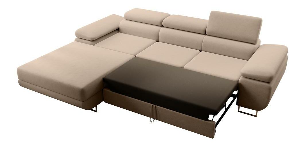 Rohová sedací souprava Grande (L) (béžová střední + chromová)