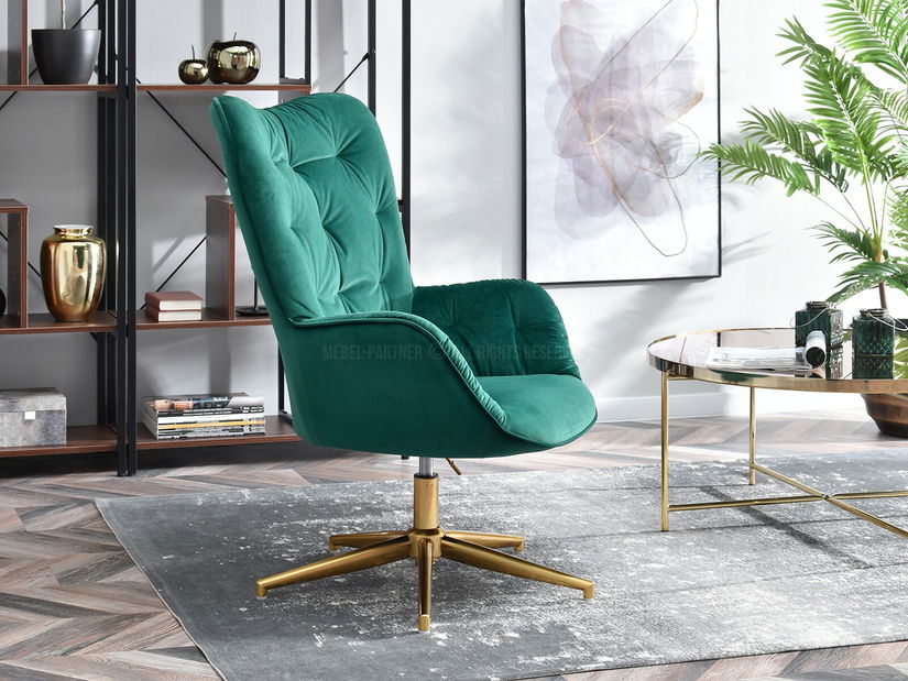 Křeslo Meryl (zelená + zlato)