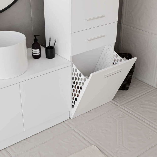 Vysoká koupelnová skříňka Adorella 1 (bílá)