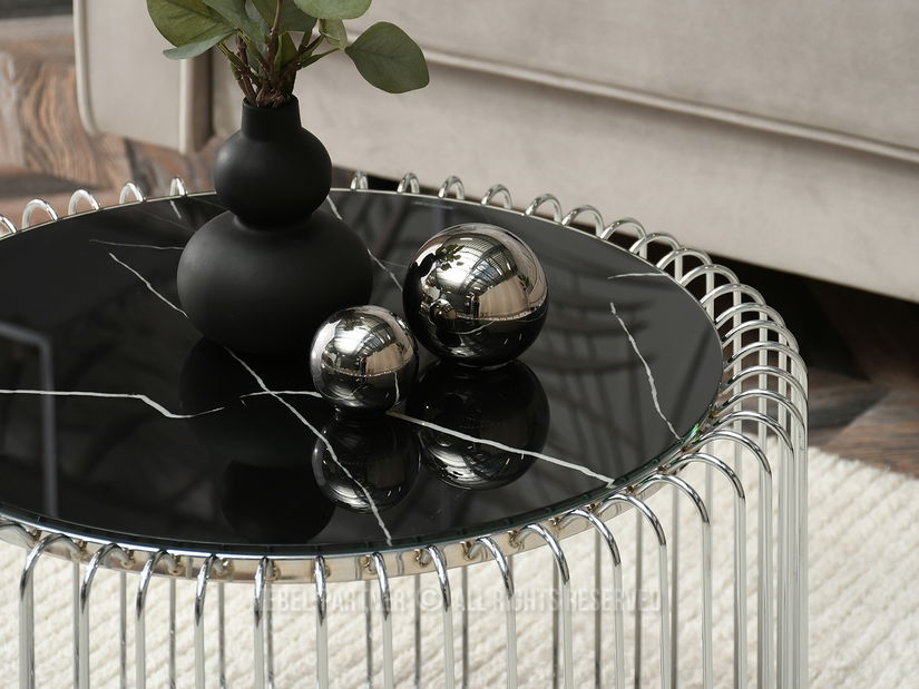 Konferenční stolek Nils M (černý mramor + chromová)