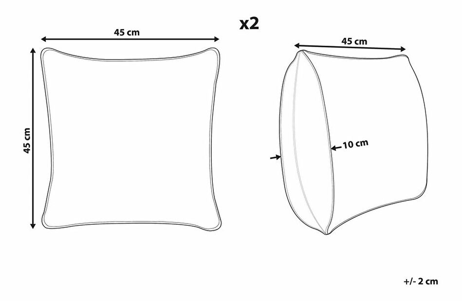 Sada 2 ozdobných polštářů 45 x 45 cm Pulcat (vícebarevná)