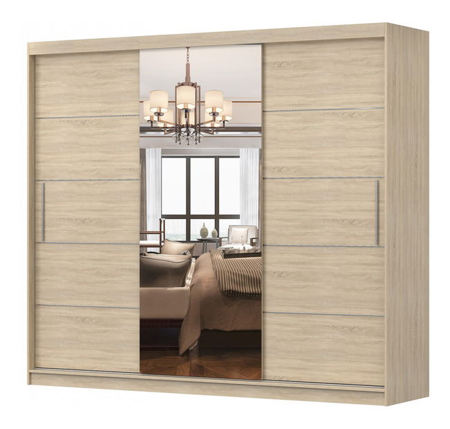 Šatní skříň Arrun (dub sonoma + dub sonoma + zrcadlo)