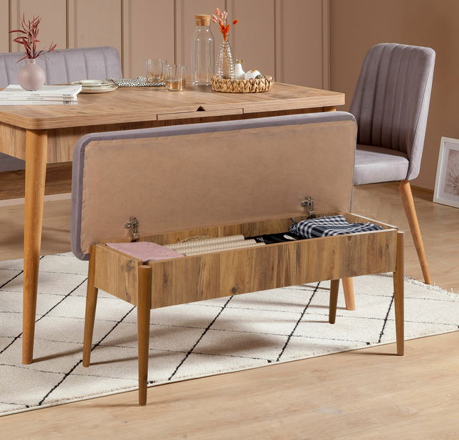 Jídelní set Vlasta 1 (borovice antlantic + šedá) (pro 4 osoby)