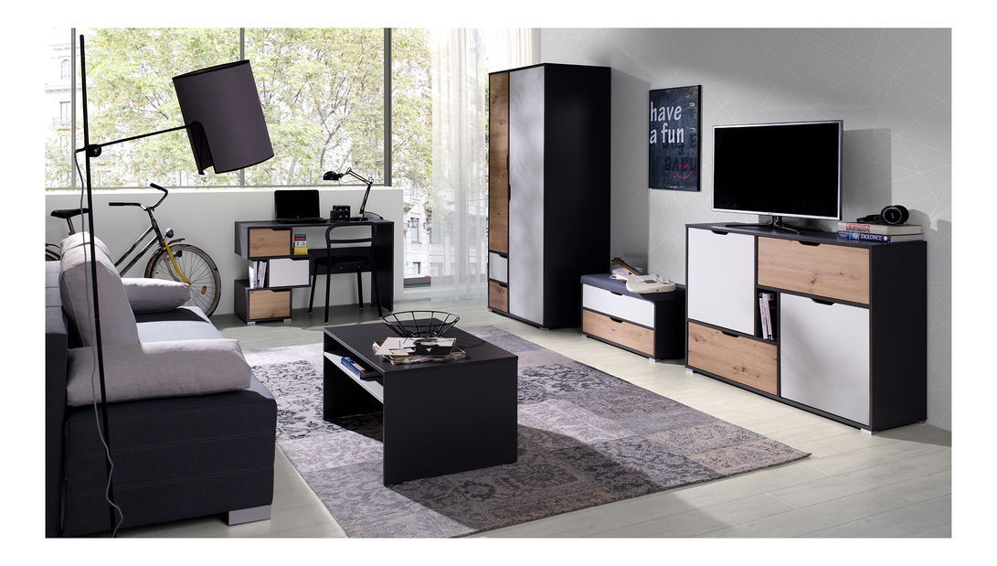 Regál Iweta R3SZ (grafit + bílá matná)