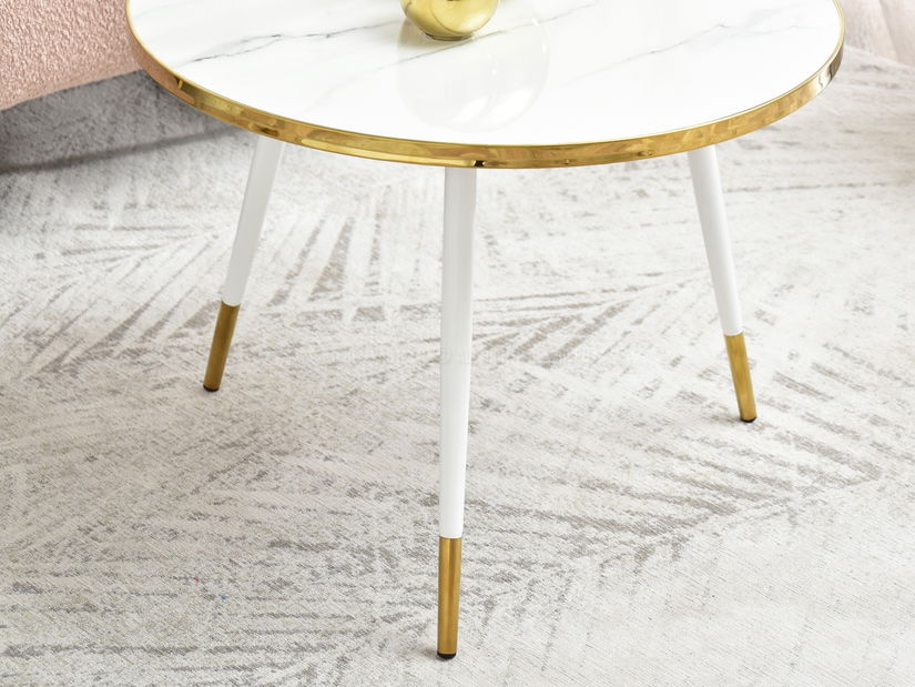 Konferenční stolek Zoya Xl (bílý mramor + zlatá)