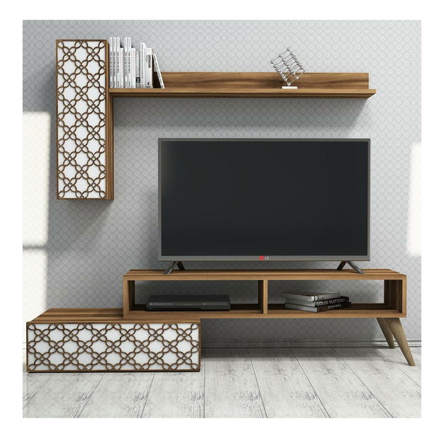 Obývací stěna Komite (ořech + bílá)