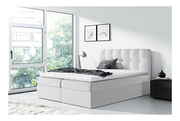 Boxspring postel Maddox (140x200) (ekokůže Soft 017 (bílá))