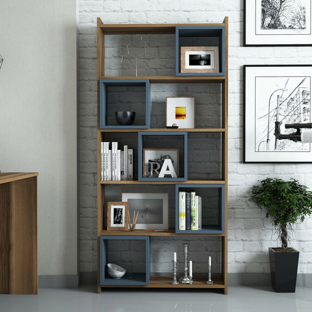 Regál Blanchet (Ořech + Modrá)