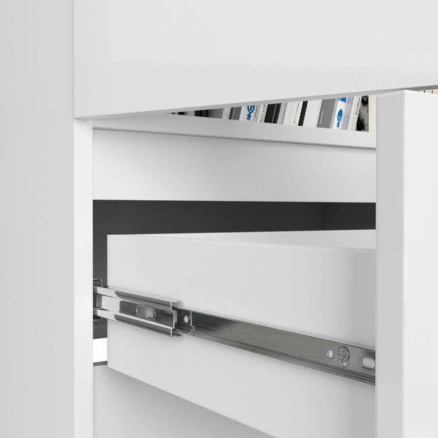 Policová skříň Renzo (bílá + lesk bílý)