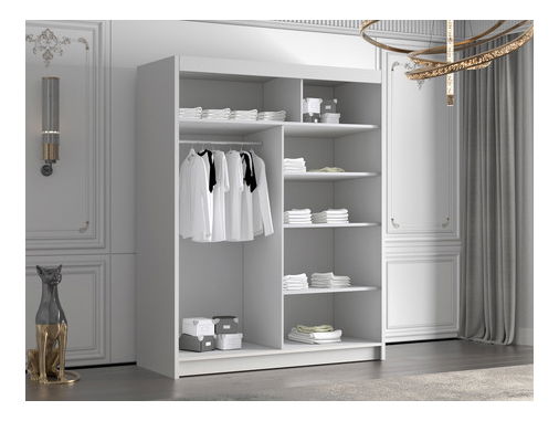 Šatní skříň s posuvnými dveřmi Hyzron IV 150 (bílá + černá + zlatá)