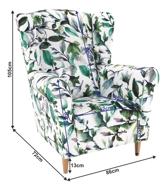 Křeslo ušák Charlie listí