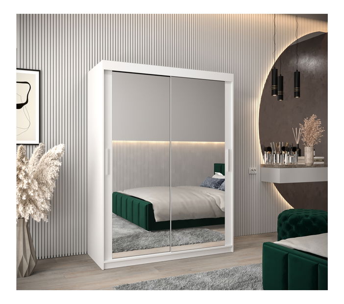 Šatní skříň 150 cm Toki 3 (Bílá matná + Černá matná)