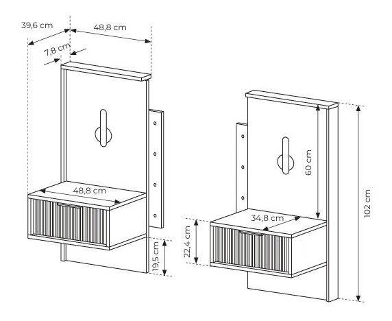 Set 2 ks nočních stolků Balneo (dub baltic + černá)