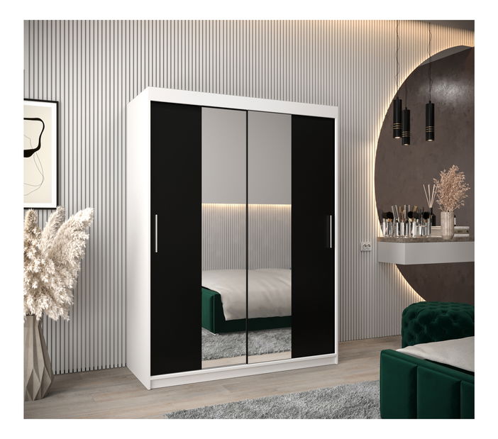 Šatní skříň 150 cm Toki 1 (Bílá matná + Černá matná)