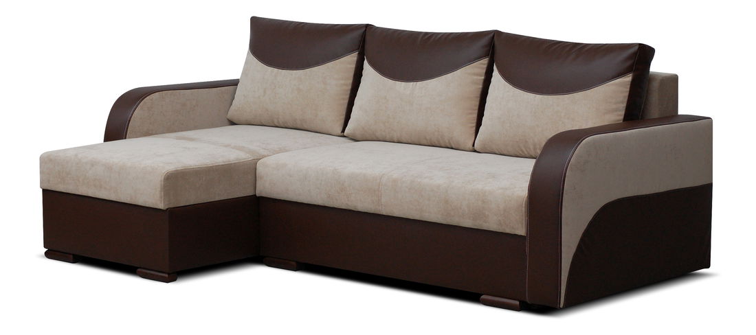 Rohová sedací souprava Famo (béžová + hnědá) (L)